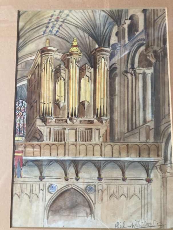 Kenneth Brookes: Watercolour, trees, buildings and a woman, signed lower left, framed and glazed. - Image 4 of 4