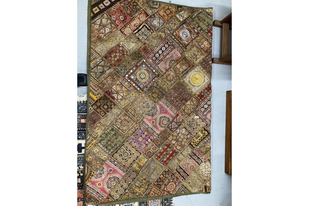 20th cent. Indian poly chrome wall hanging. 91ins. x 71ins. - Image 1 of 2