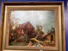 After Francois Boucher 1978 copy of Le Moulin oil on board. 27ins. x 23ins.