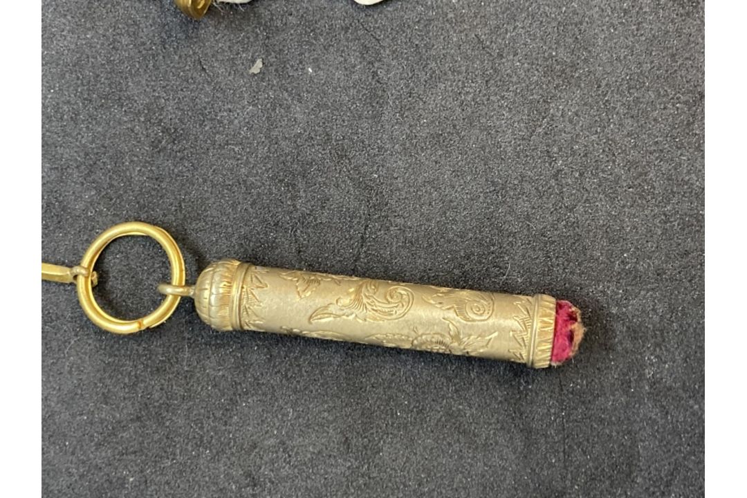 Corkscrews/Wine Collectibles: Silver, gilt and gold Chatelaine, the gold section tests 18ct. gold - Image 2 of 9