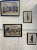 19th cent. Etchings: Retrenchment or Whiskeranders Crossing the Line, A New Route, H. Heat published