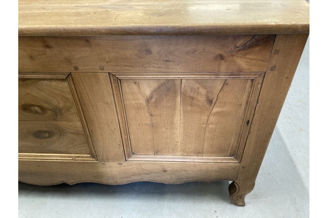 19th cent. Oak and elm oversize French coffer. 66ins. x 29ins. x 27ins. - Image 2 of 4