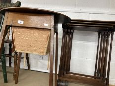 19th cent. Mahogany work table oval top on square legs. Height 27ins. x 23ins. Plus Edwardian
