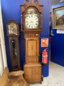 Welsh Clocks: 19th cent. Oak and mahogany 30 hour longcase Thomas Jones, Ystradgynlais. 18ins