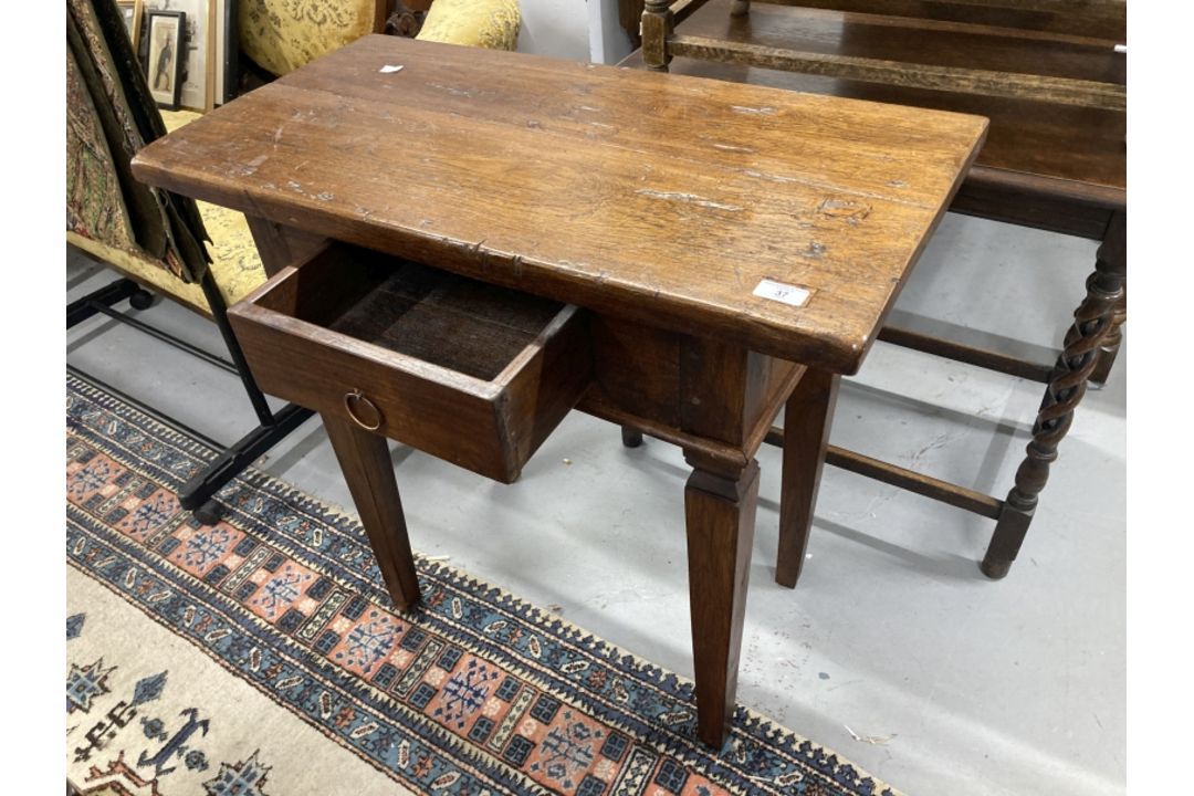 Continental one drawer side table on square tapered legs. 31½ins. x 16ins. x 31ins. - Image 2 of 2