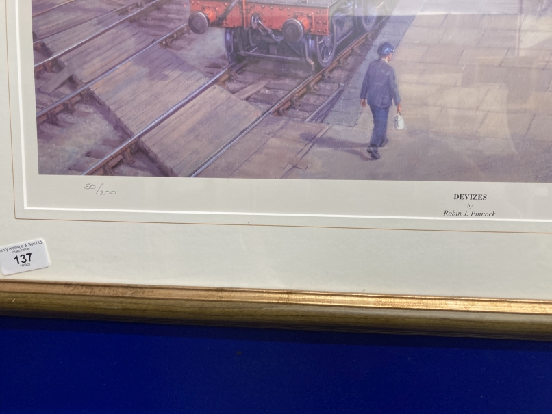 Railway/Local Interest: Limited edition print Devizes Station Robin J. Pinnock, 50/200, framed and - Image 3 of 3