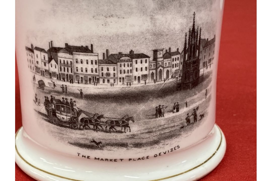 Wiltshire/Devizes Interest: Extremely rare early 19th cent. Ceramic souvenir tankard depicting The - Image 2 of 2