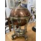 Early 20th cent. Brass oil lamp on a black porcelain mount, topped with a glass chimney and a - Image 2 of 3