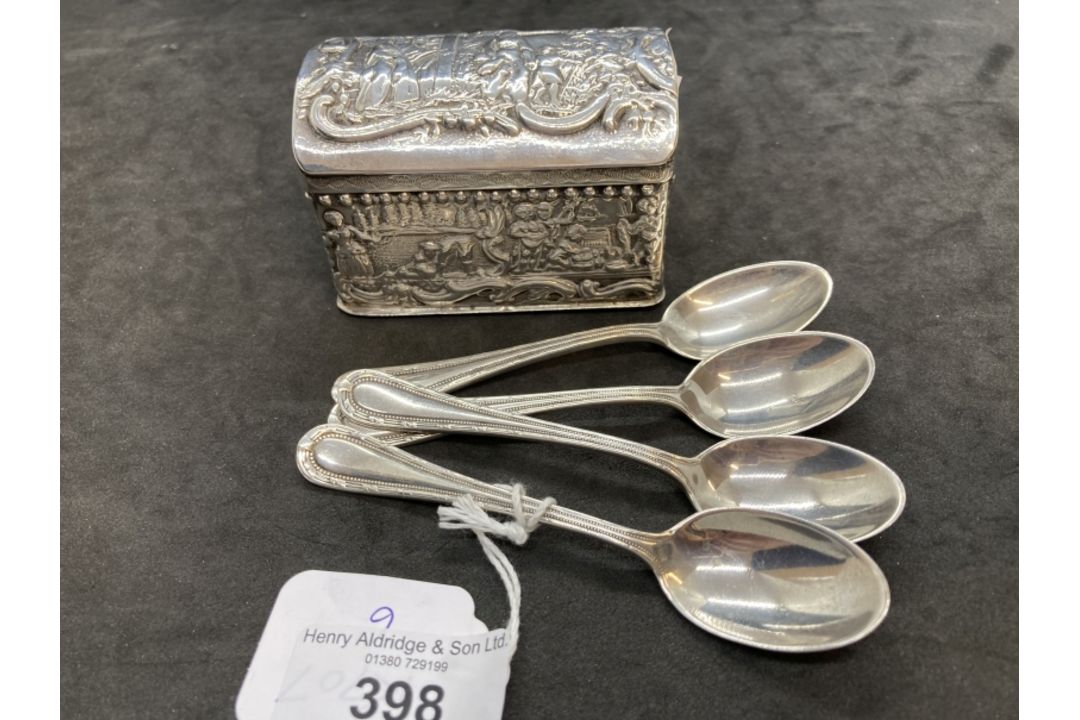 White metal trinket box with Dutch export marks and English import marks plus other Dutch marks. - Image 1 of 4