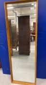1960s Retro Furniture: teak wall mirror. 16ins. x 49ins.