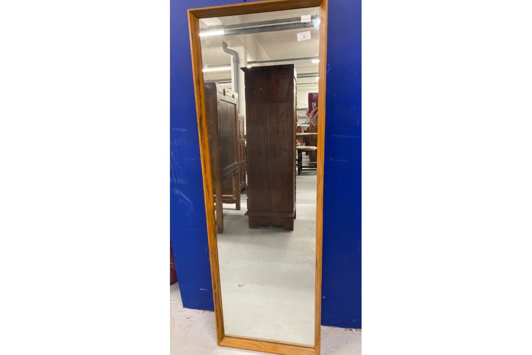 1960s Retro Furniture: teak wall mirror. 16ins. x 49ins.