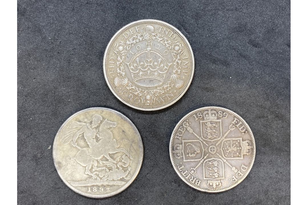 British Coinage: George V Wreath Coin 1929, plus Victoria 1889 double florin and Jubilee head - Image 2 of 2