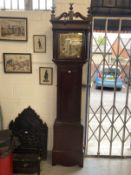 Clocks: Mid 18th cent. Longcase Thomas Hall Romsey Hampshire, brass silvered dial 10ins face,