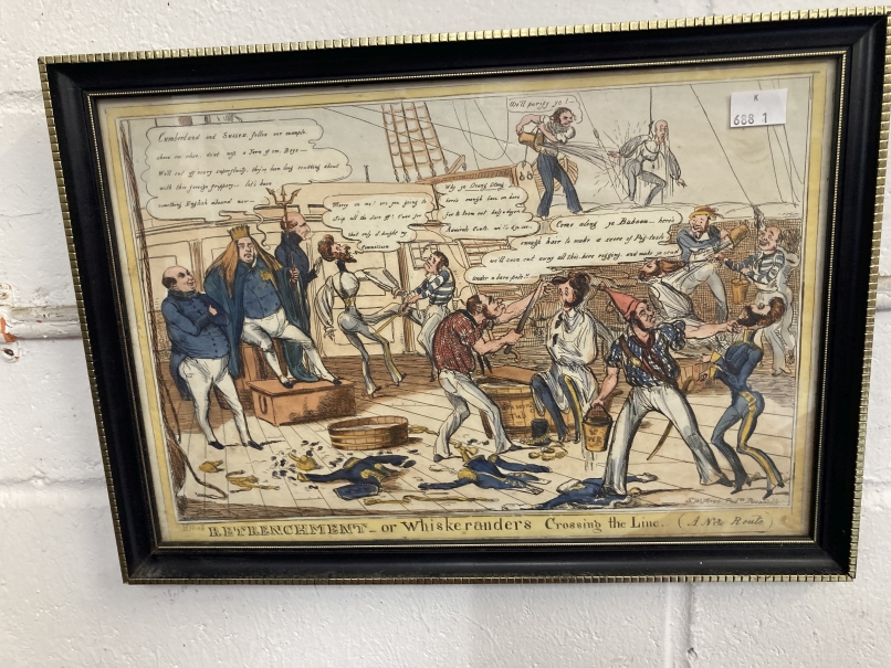 19th cent. Etchings: Retrenchment or Whiskeranders Crossing the Line, A New Route, H. Heat published - Image 3 of 5