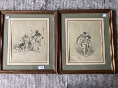 Edmund Thomas Parris (1793-1873): Watercolour and pencil four figures, 11ins. x 9½ins. Another two