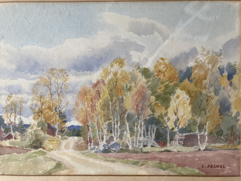 Carl (Karl) Felkel (1896-1980): Watercolour on paper, 1949 'Autumn in Delsbo Sweden', signed - Image 3 of 4