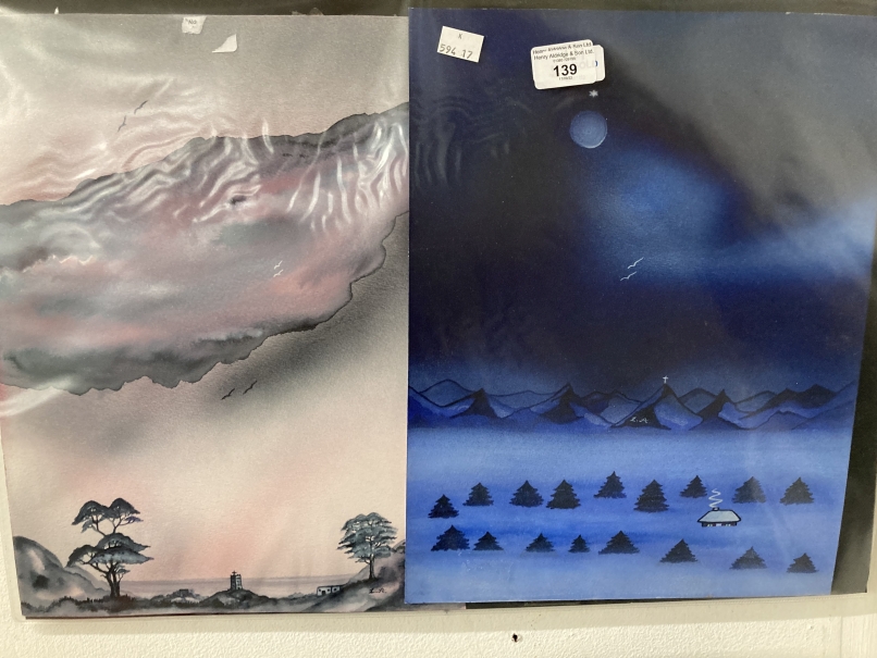 English School: 20th cent. Oil on canvas estuary scene, unsigned. 30ins. x 24ins. Plus four Linda - Image 3 of 5