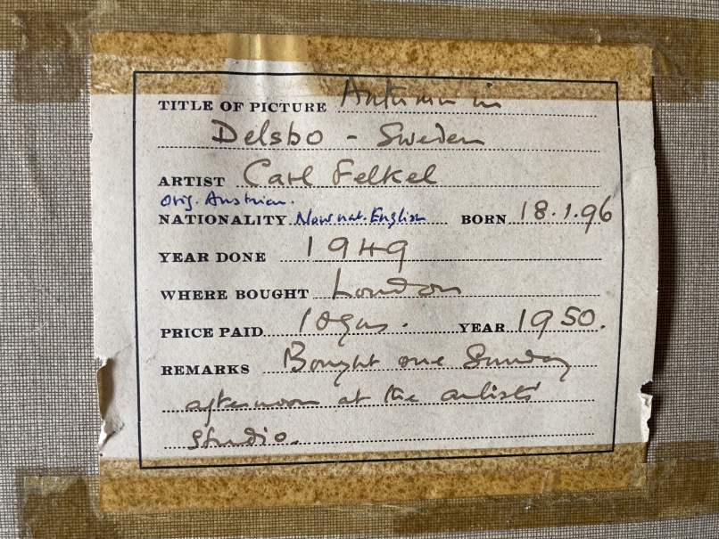 Carl (Karl) Felkel (1896-1980): Watercolour on paper, 1949 'Autumn in Delsbo Sweden', signed - Image 4 of 4