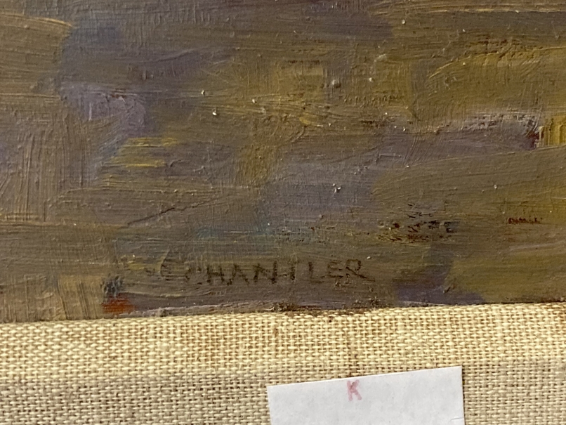 Eve Chantler: Mid 20th cent. Oil on board 'Caversham Court', signed bottom right, framed. 17ins. x - Image 2 of 2