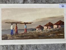 Pieter Van Bloomstein 20th cent. African School 'Keeping The Home Fires Burning' oil on board.