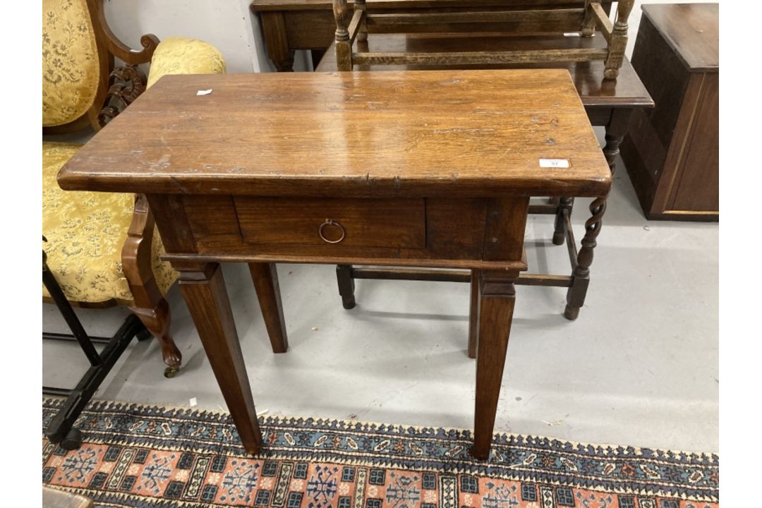 Continental one drawer side table on square tapered legs. 31½ins. x 16ins. x 31ins. - Image 1 of 2