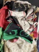 Fashion: Richard Allan square silk scarf, dramatic design of red and white poppies on black/white