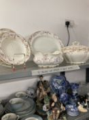 20th cent. Pottery: George Jones & Sons 116 piece 'Pink Hawthorne' dinner service includes 8ins