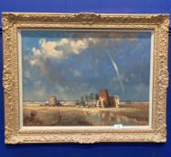 Paintings: Miles Fairhurst b.1955 oil on board Rainbow at St Benet's Abbey, Norfolk. 23ins. x