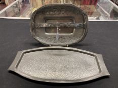Arts & Crafts: c1905 English pewter Archibald Knox handled fruit basket, geometric and honesty