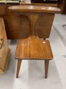 20th cent. Mahogany cockfighting chair with carved foliate decoration and inlaid brass vine and leaf