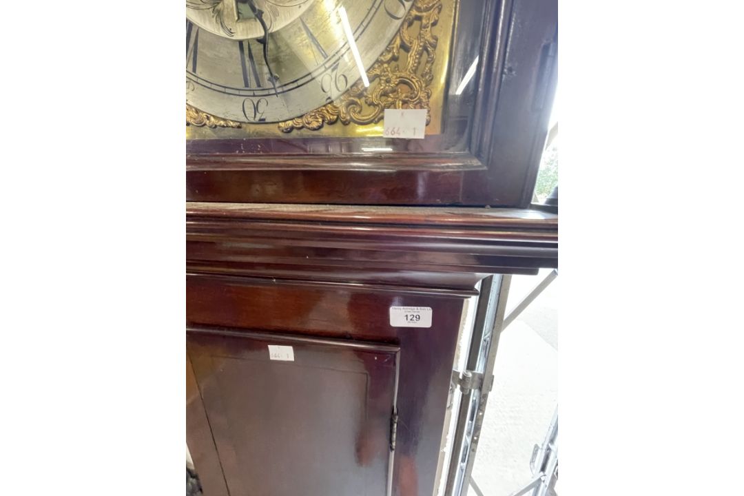 Clocks: Mid 18th cent. Longcase Thomas Hall Romsey Hampshire, brass silvered dial 10ins face, - Image 3 of 3