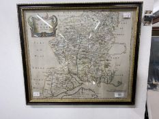 Antiquarian Maps: Late 17th cent. Hand coloured map of Hampshire by Robert Morden, central