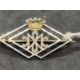 Jewellery: Yellow and white metal brooch open lozenge shape with a five pointed crown above cypher - Image 1 of 3