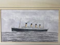 MARITIME ART: 20th Century English School D.J. Lund watercolours of Titanic, H.M.Y. Britannia and