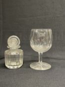 WHITE STAR LINE: Cut glass condiment and stopper with house flag to lid, A/F. Plus a First-Class