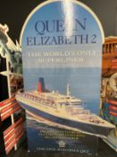 CUNARD: Unusual Queen Elizabeth 2 promotional free standing agents sign promoting the World's Only