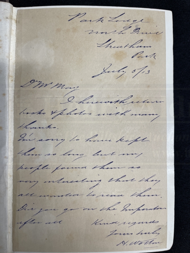 R.M.S. TITANIC: Collection of Titanic passengers Richard and Stanley May. Stanley May's personal