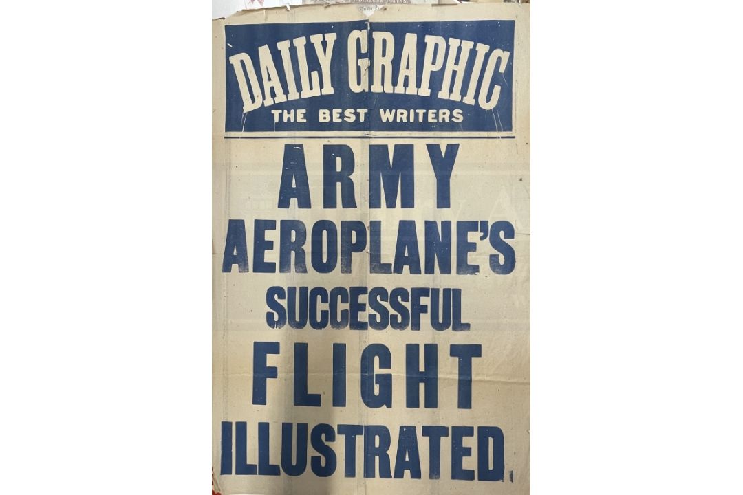 EARLY AVIATION PIONEERS/THE SAMUEL CODY ARCHIVE: Rare Daily Graphic Newspaper Billboard poster "Army