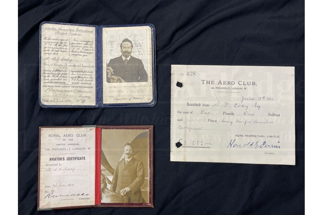 EARLY AVIATION PIONEERS/THE SAMUEL CODY ARCHIVE: Extremely important Royal Aero Club Aviators - Image 2 of 3