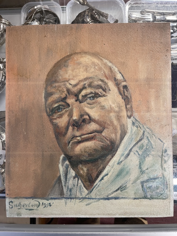 •Graham Sutherland (1903-1980): Oil on board preparatory sketch Sir Winston Churchill, signed and