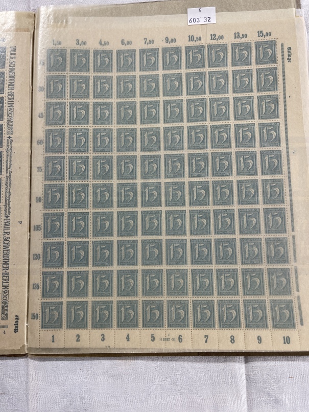 Stamps: Germany, 1921 The Weimer Republic, complete unused sheets of 100 stamps in a SAFE album - Image 3 of 3