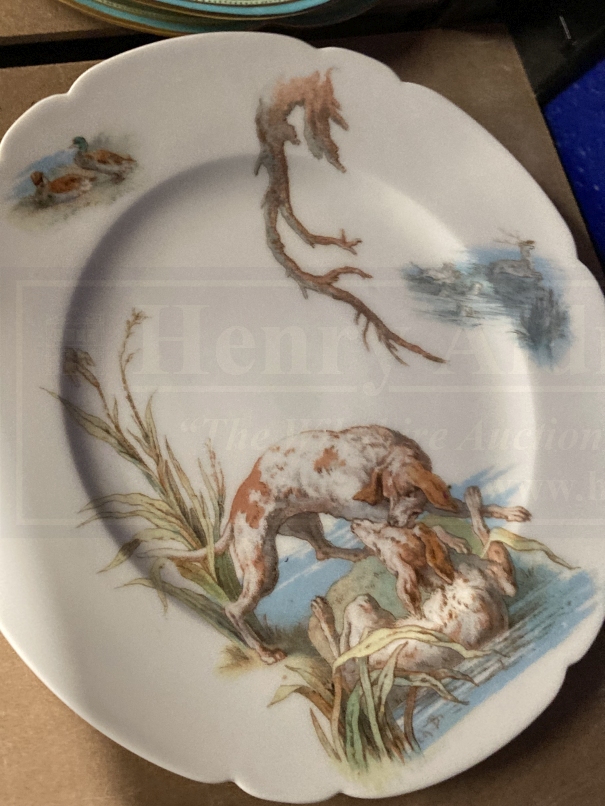 Paris porcelain hand painted plates each depicting a different hunting scene marked with impressed N - Image 4 of 4