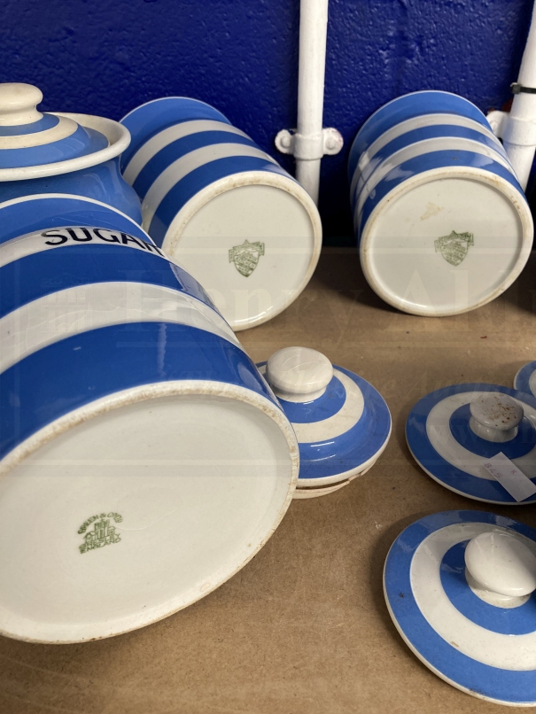 Ceramics: Banded T.G. Green canisters and kitchen ware including Sugar (green stamp), Granulated - Image 5 of 6