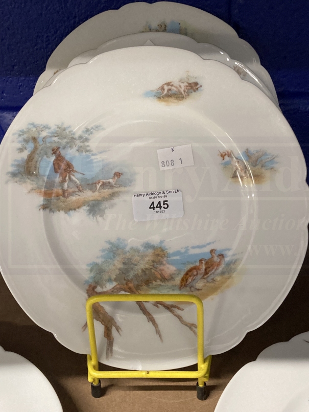 Paris porcelain hand painted plates each depicting a different hunting scene marked with impressed N - Image 2 of 4