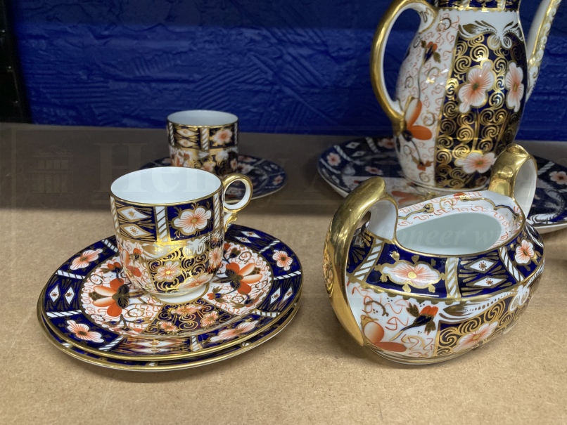Royal Crown Derby tea ware Imari pattern 2451, fifty-five pieces to include tea set, coffee set side - Image 3 of 8