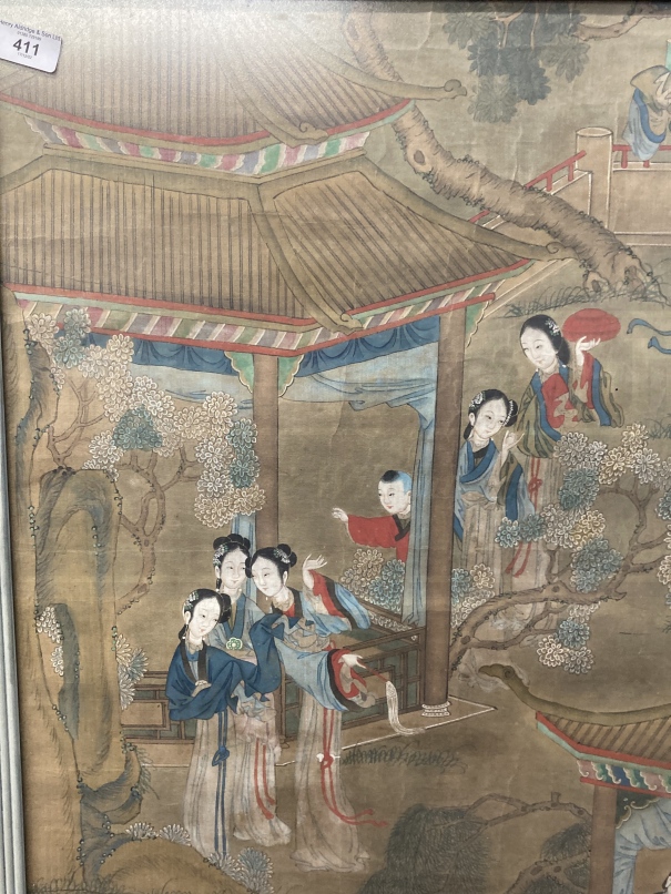 Chinese School: Anonymous Republic period Chinese painting, ink and colour on silk laid on board, - Image 2 of 6