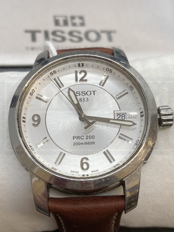 Watches: Stainless steel Tissot PR 200 on a brown leather strap. - Image 2 of 4