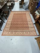 Carpets & Rugs: 20th cent. Belgian made Ambiente carpet, dark pink ground with ivory floral