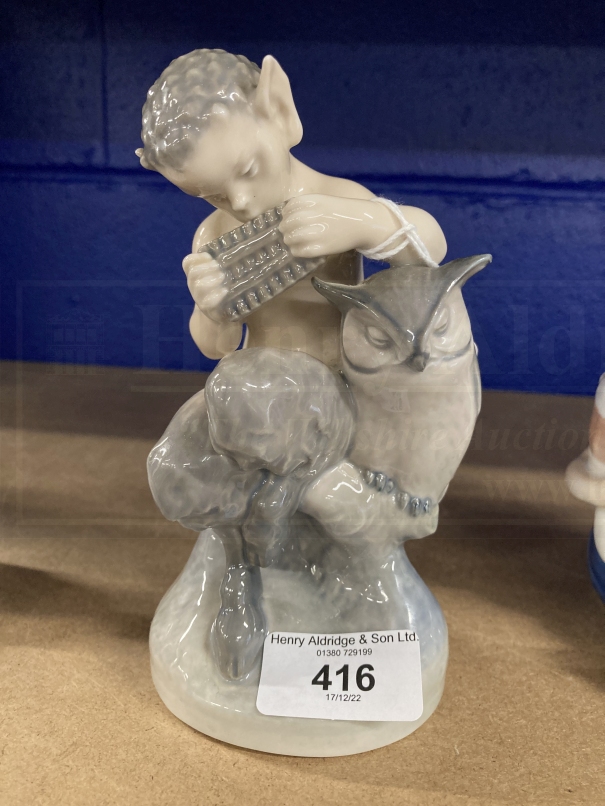 Royal Copenhagen: Pan playing his pipes to an owl.