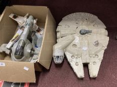 Star Wars: Playworn Kenner X-Wing, 1981 Kenner Slave 1 with Boba Fett figure and 1979 Kenner